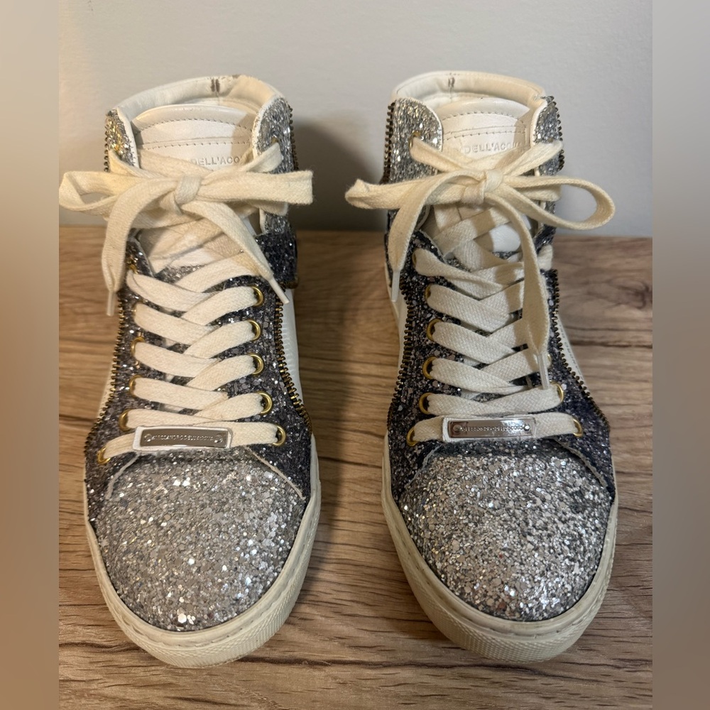 Alessandro Dell'Acqua Women's Silver Glitter High-Top Sneakers Size 36